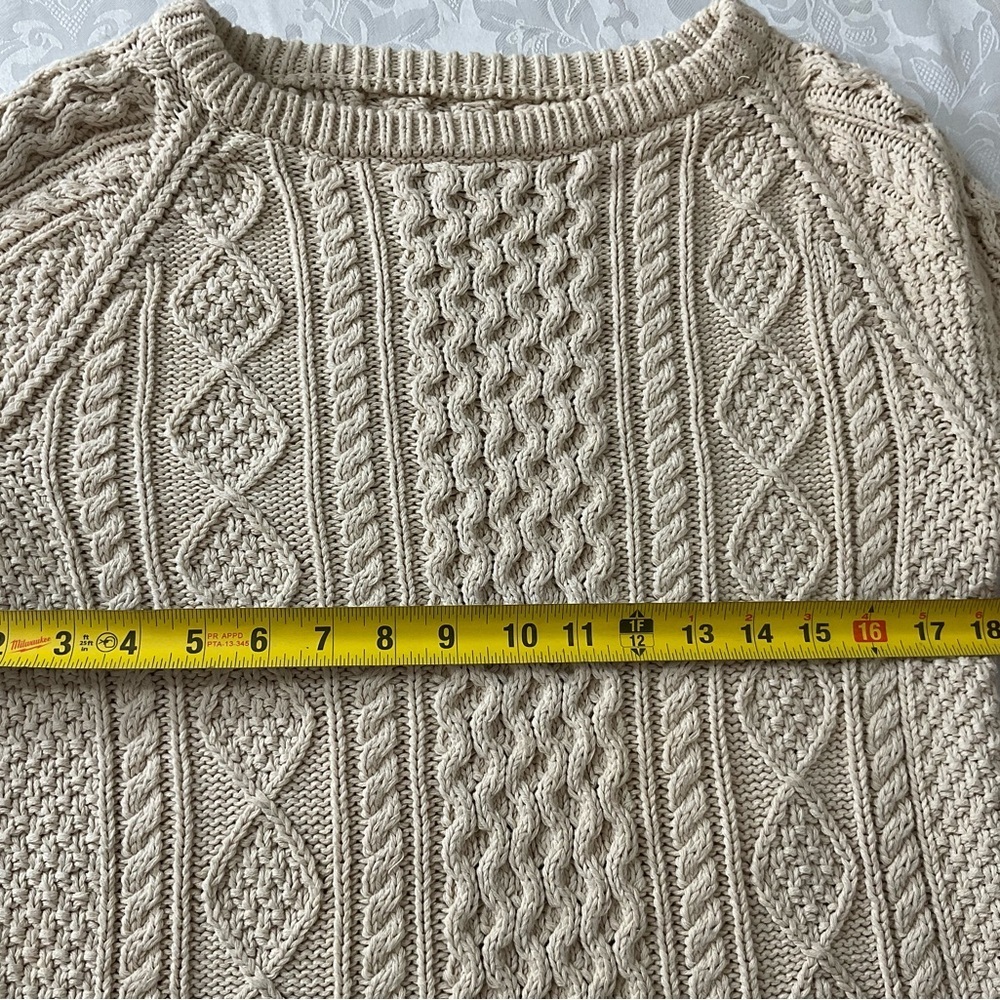 LL BEAN Signature Fisherman Cable Knit 100% Cotton Sweater Women Size Small - Picture 6 of 11